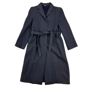 El Corte Ingles Cortty Vintage Belted Wool Coat Overcoat Purple Size 13 N |  XS